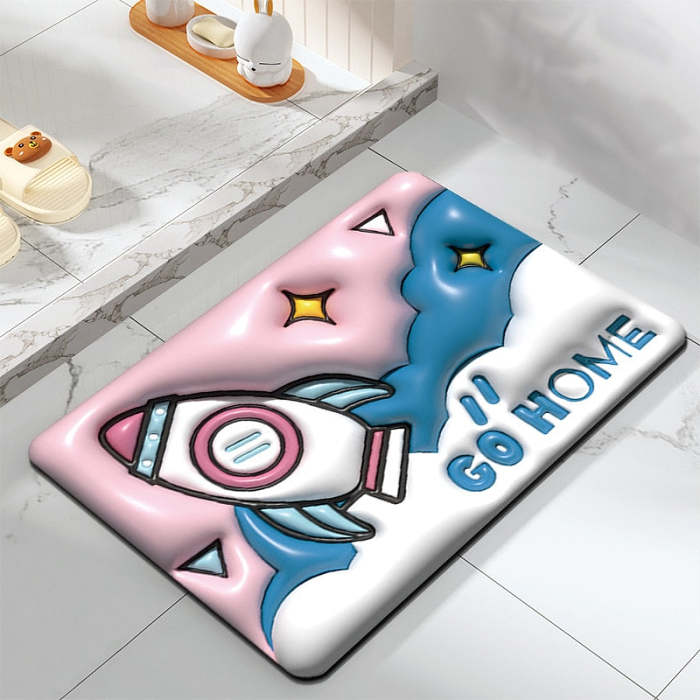 3D Style Bathroom Absorbent Floor Mat