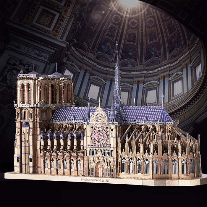3D Metal Notre Dame Cathedral Paris Model Building