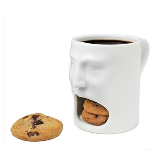 Creative Face Mug with Biscuit Holder