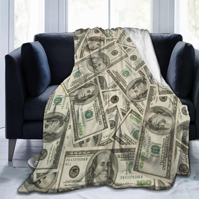 100 Dollar Bill Money Ultra Soft Blanket