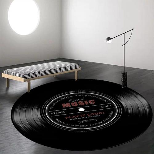 Retro MUSIC CD Printed Soft Fabric Floor Carpet