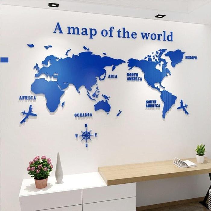 3D Solid World Map Sticker