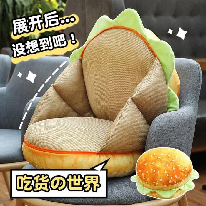 3D Plush Burger Pillow Cushion