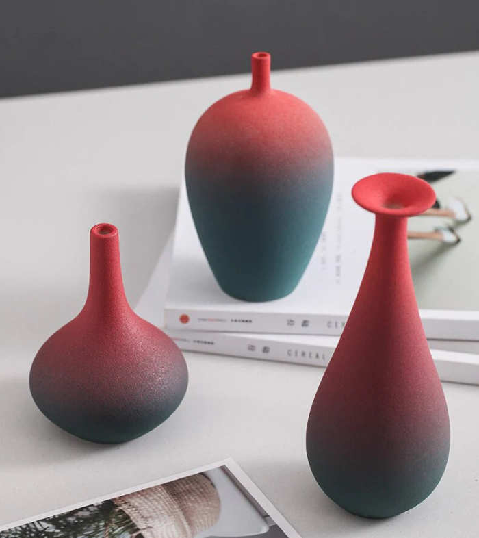 Frosted Red Vase