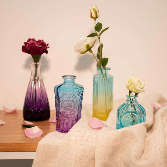 4pcs Colorful Glass Vases