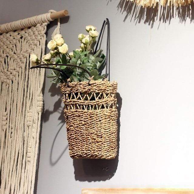 Hand-Woven Seagrass Wall Hanging Flower Pot