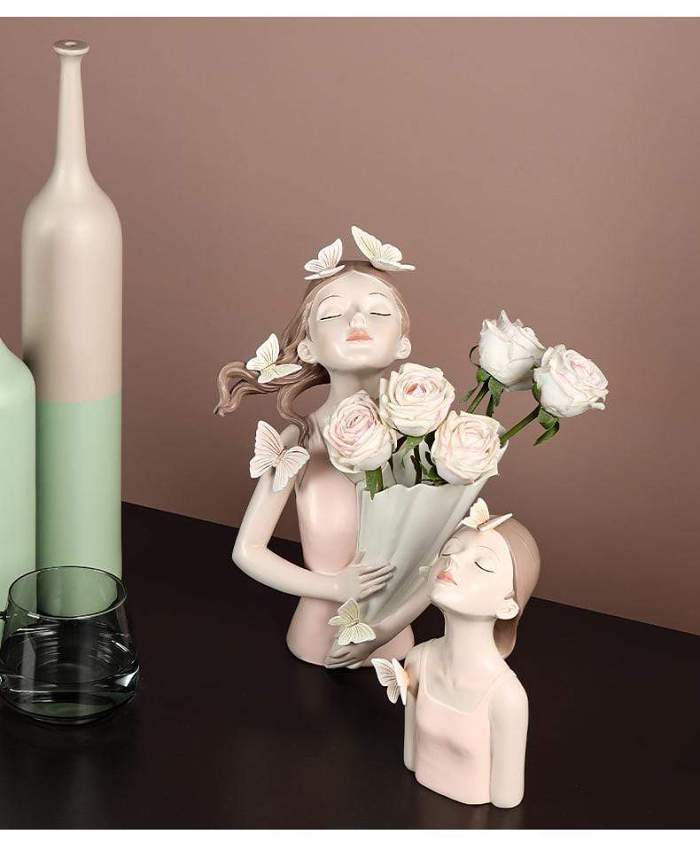 Floral Girl Resin Sculpture
