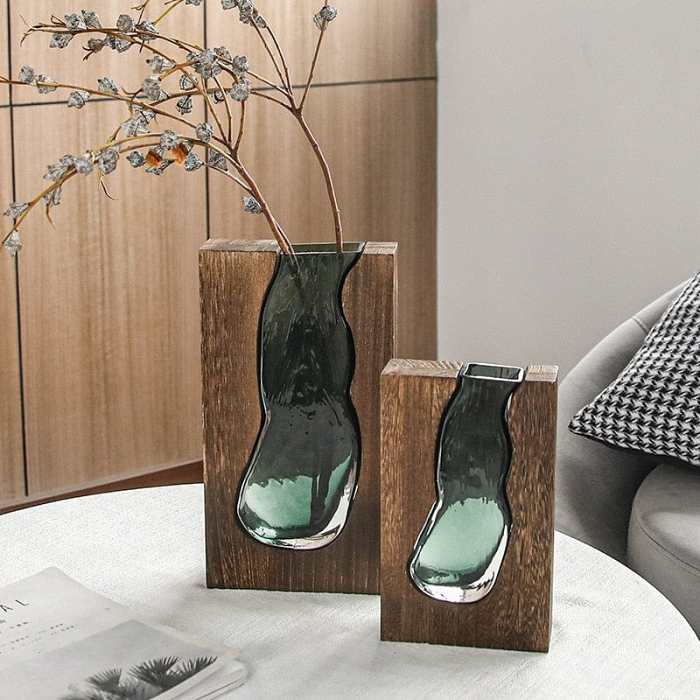 Sea Glass & Wood Vase