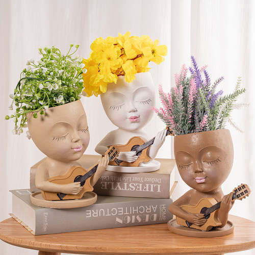 Guitar Lady Flowerpot