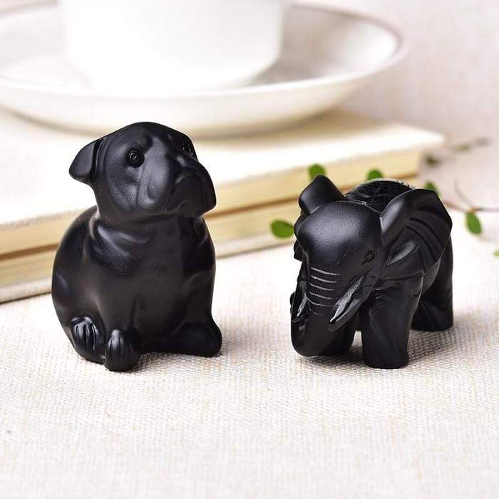 Hand Carved Obsidian Animal Figurine