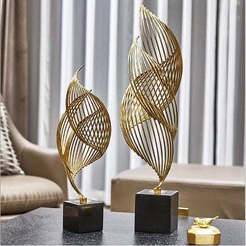 Golden Abstract Shells Sculptures