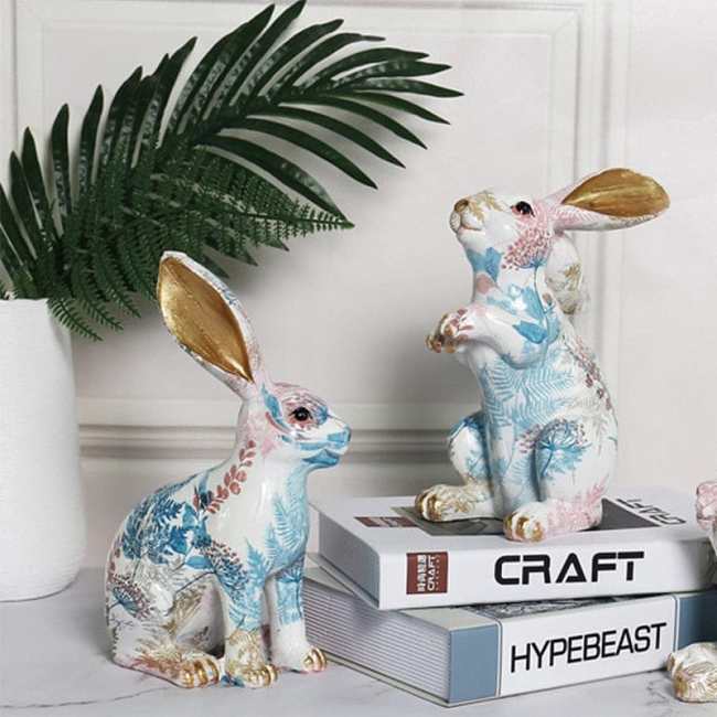 Floral Easter Rabbit Figurine