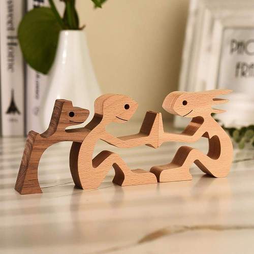 A Pet family Wood Craft Figurines