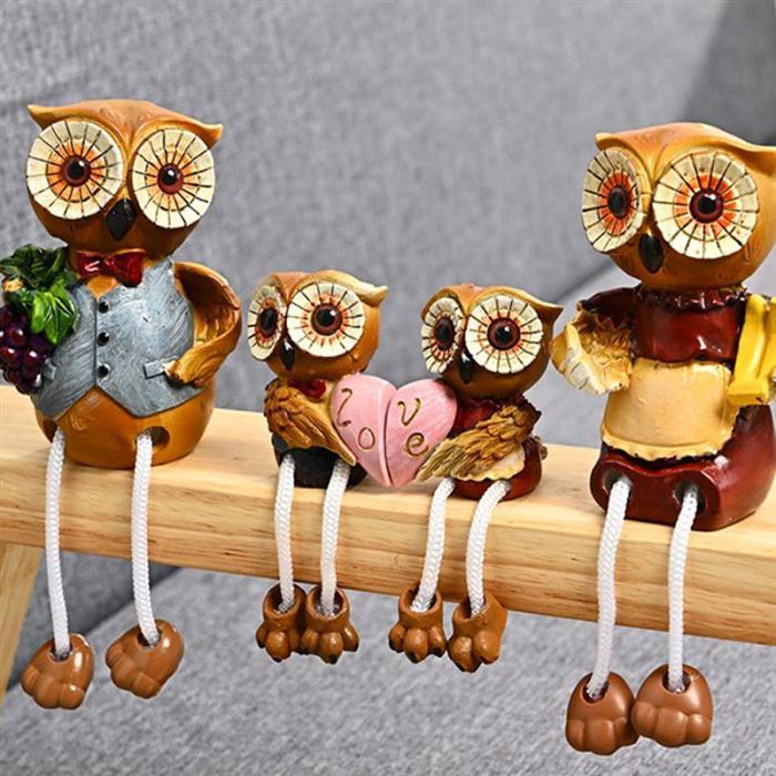 Owl Family Feet-Hanging Figurines (4pcs )