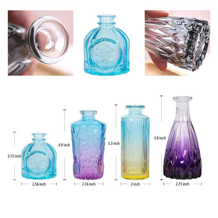 4pcs Colorful Glass Vases