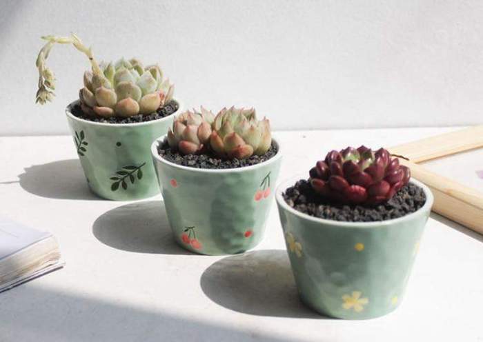 Set of 6 Green Flowerpots
