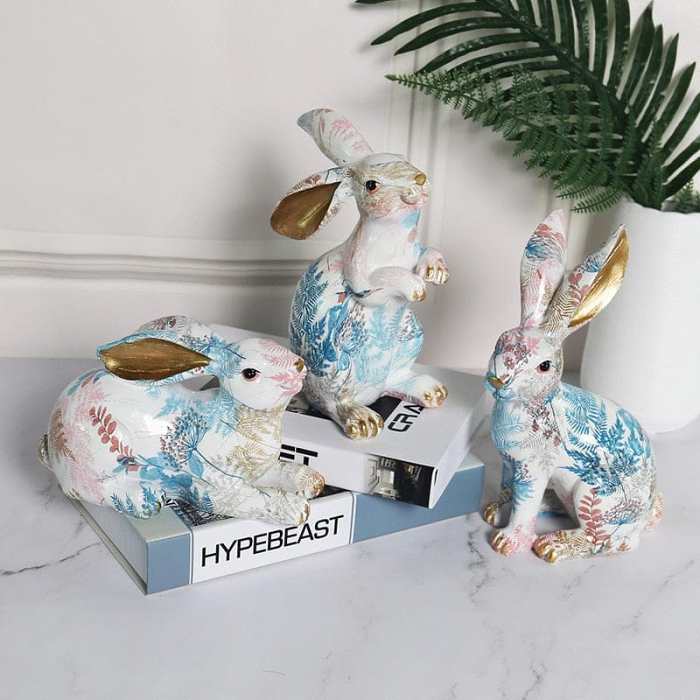 Floral Easter Rabbit Figurine