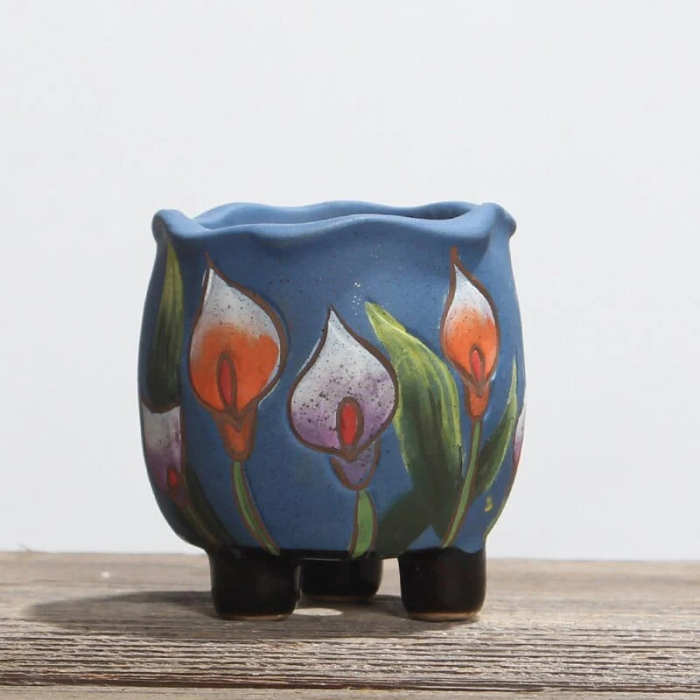 Hand Painted Tulips Flower Pot