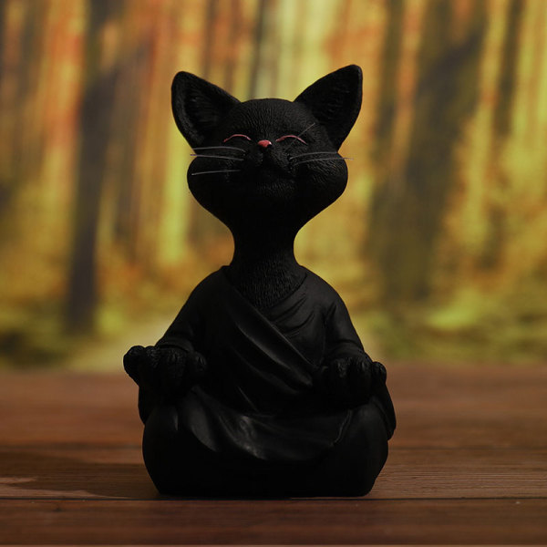 Zen Meditating Buddha Cat Figurine