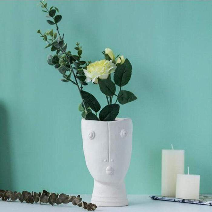 Abstract Face Garden Vase