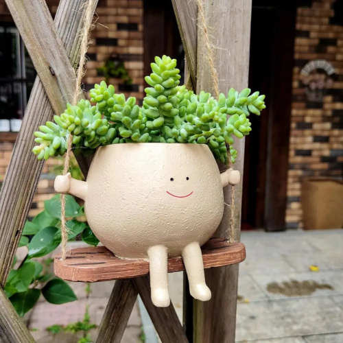 Swing Smiling Face Flower Pot