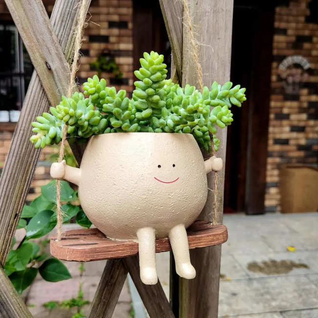 Swing Smiling Face Flower Pot