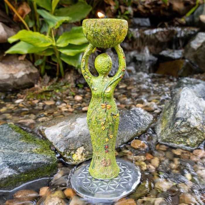 Mother Earth Goddess Statue Candle Holder