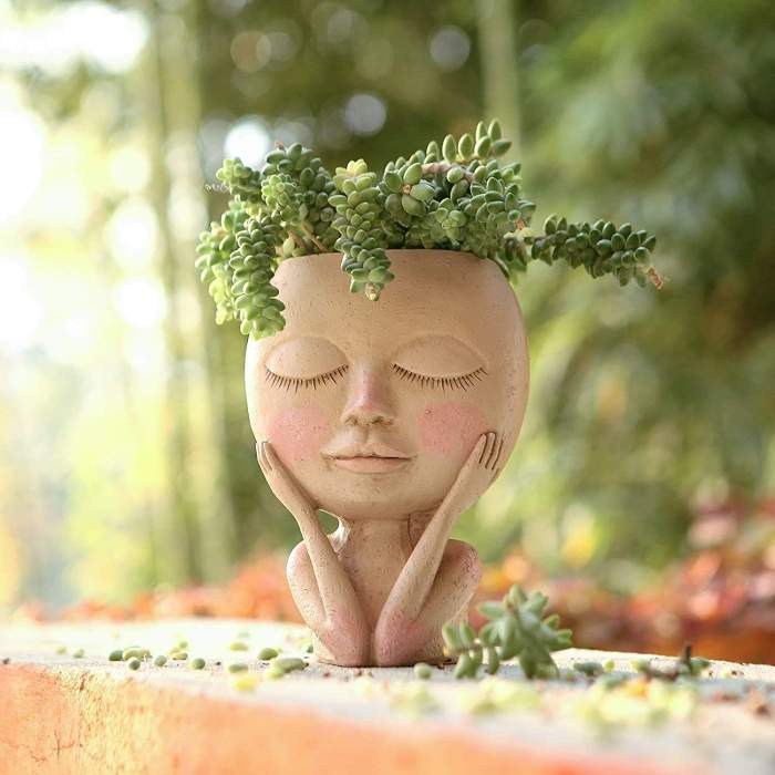 Human Doll Face Flowerpot