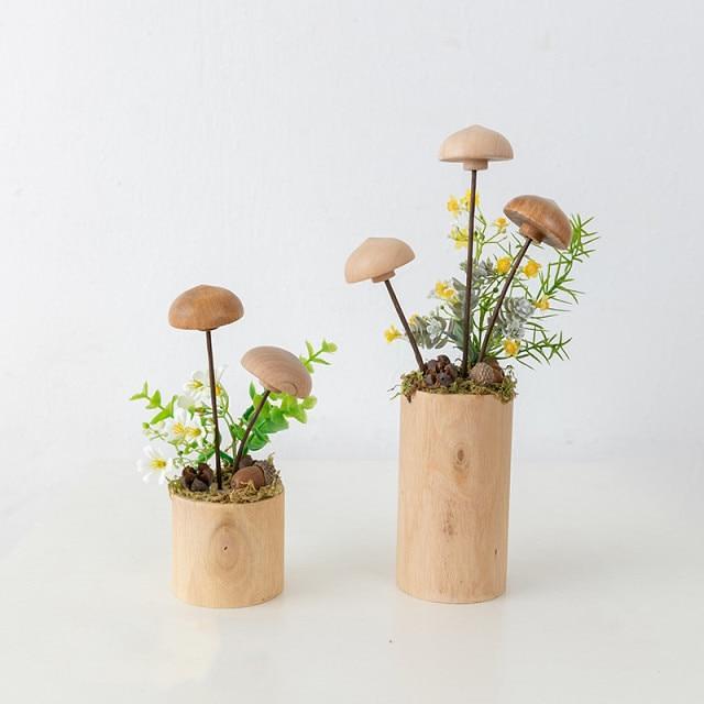 Mushroom Garden Vase Wood Craft Ornaments
