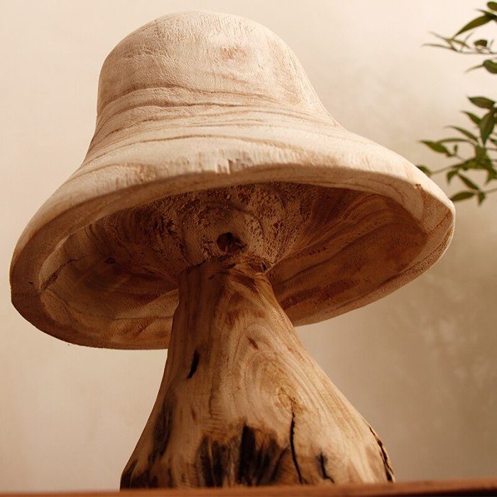 Mushroom Solid Wood Sculpture