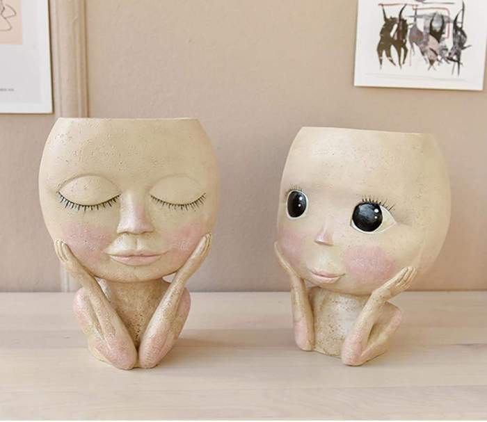 Human Doll Face Flowerpot