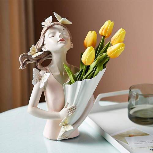 Floral Girl Resin Sculpture