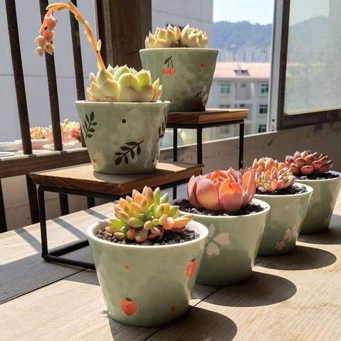 Set of 6 Green Flowerpots
