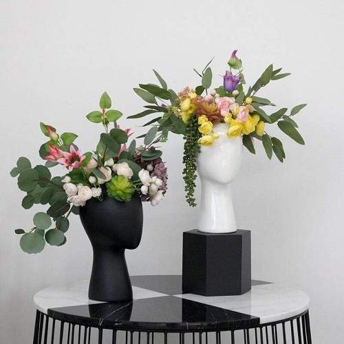 White & Black Head Hollow Vases