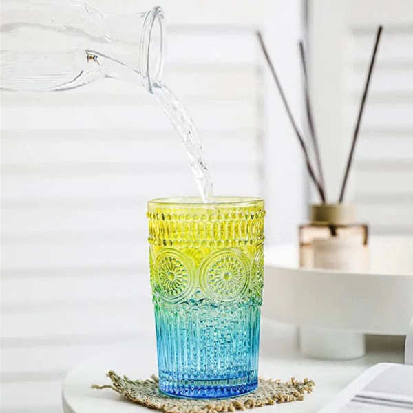 Embossed Multicolor Sunflower Glass