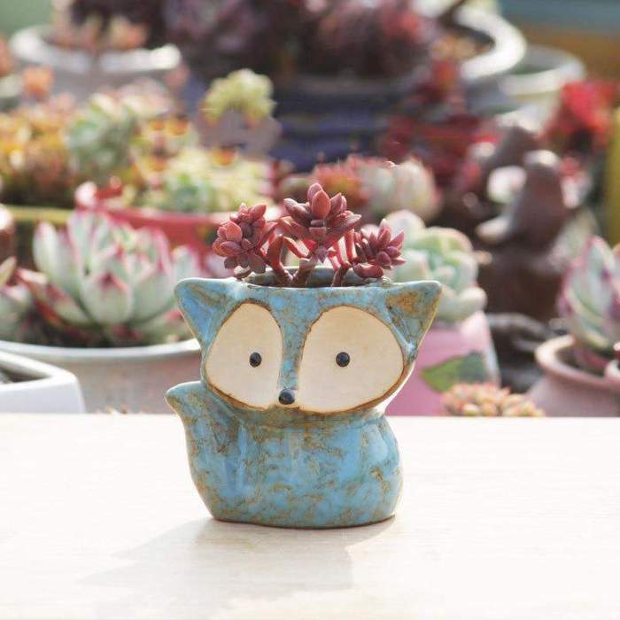 Fox Ceramic Flower Pot