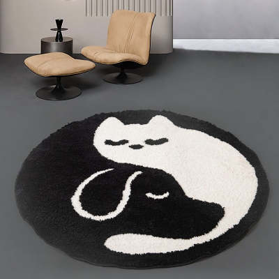 Yin And Yang Cat And Dog Area Rug