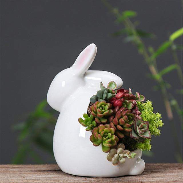 Rabbits Ceramic Flower Pot