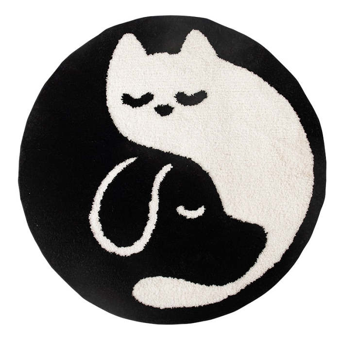 Yin And Yang Cat And Dog Area Rug