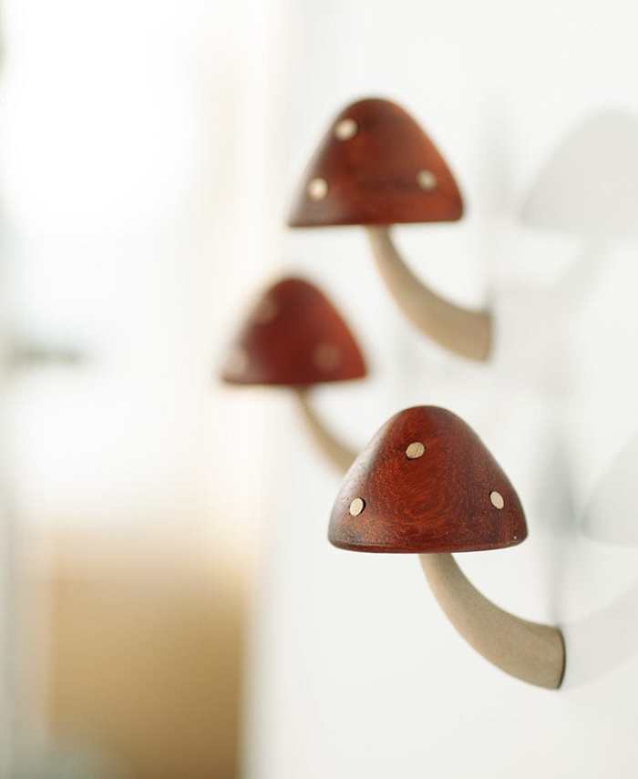 Wooden Mushroom Fridge Magnet