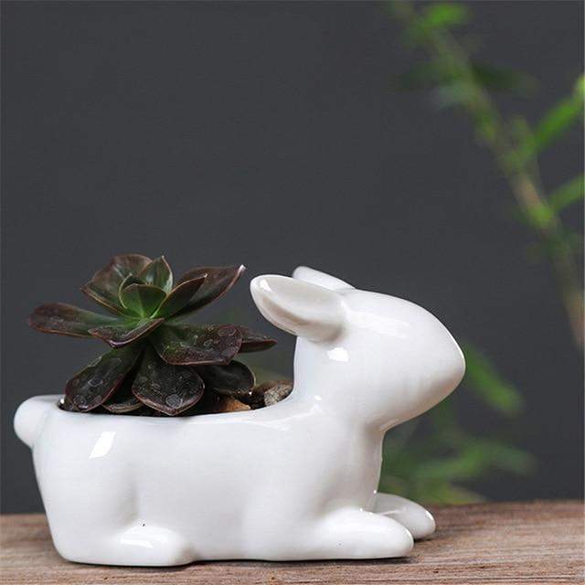 Rabbits Ceramic Flower Pot