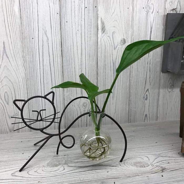 Cat Glass Planter Vase