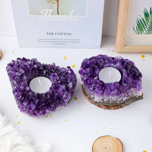 Amethyst Crystal Cluster Tea Light