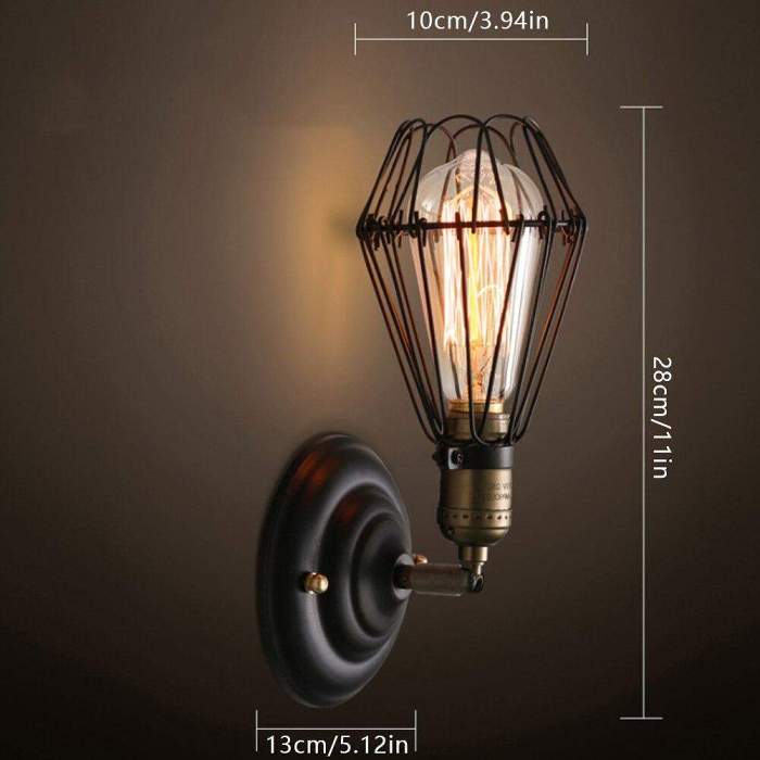 Rust Metal Cage Sconce Lamp