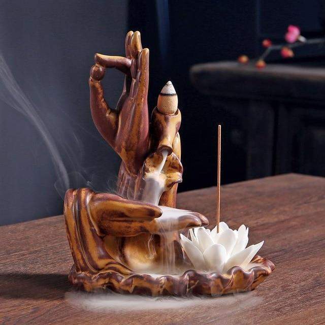 Buddha Hands & Lotus Flower Incense Burner