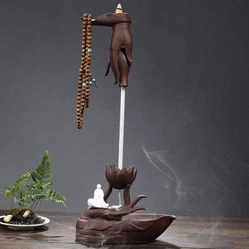 Zen Monk & Buddha Hand Incense Burner