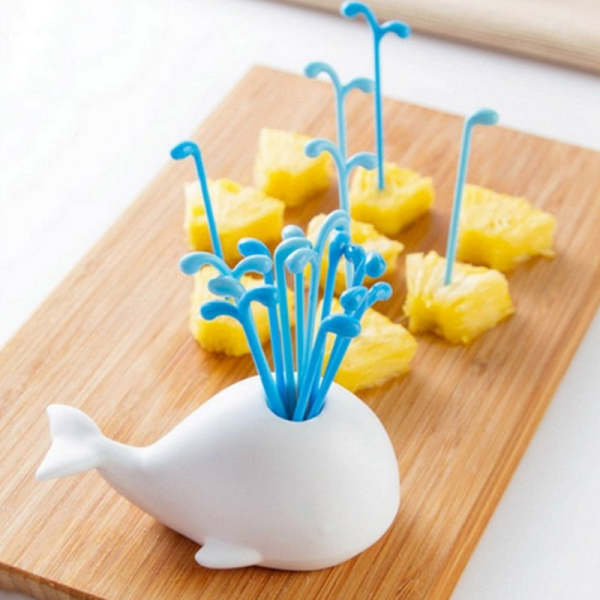 Cute White Whale Food Picks