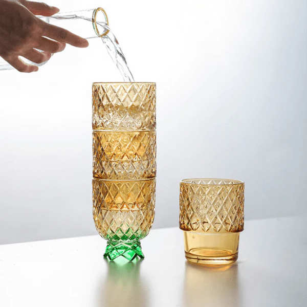 Pineapple Stacking Glass Tumblers (4pcs)