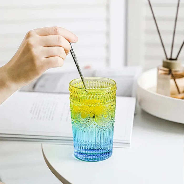 Embossed Multicolor Sunflower Glass
