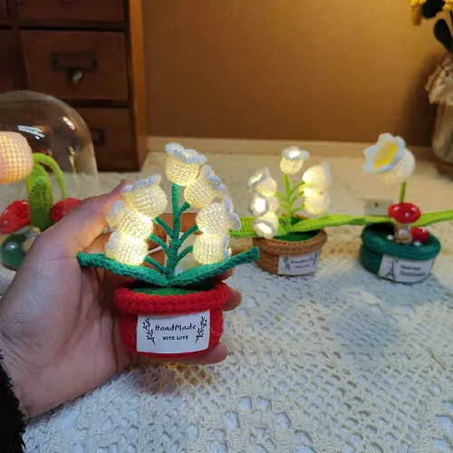 Hand-Knitted Lily Of The Valley Desk Lamp